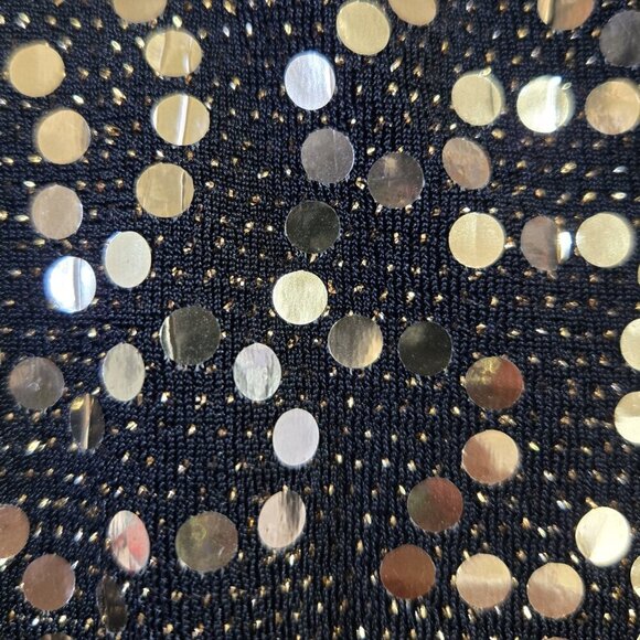 Alex Evenings Black Gold Sequin Metallic Collarless Lightweight Topper Jacket - Picture 6 of 8